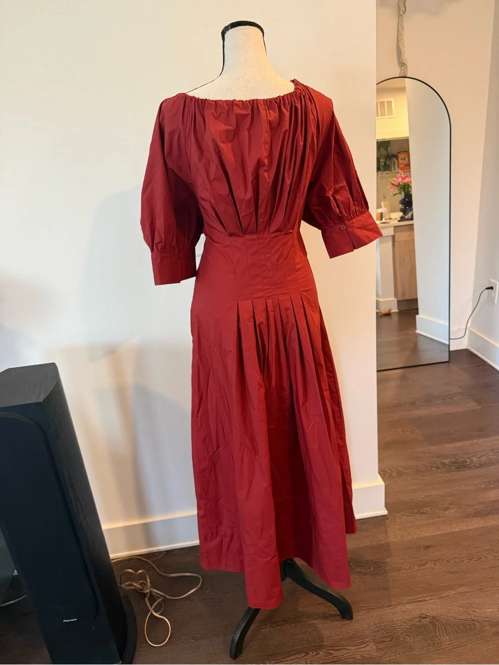 J. Crew Red 3/4 Sleeve Cotton Maxi Dress